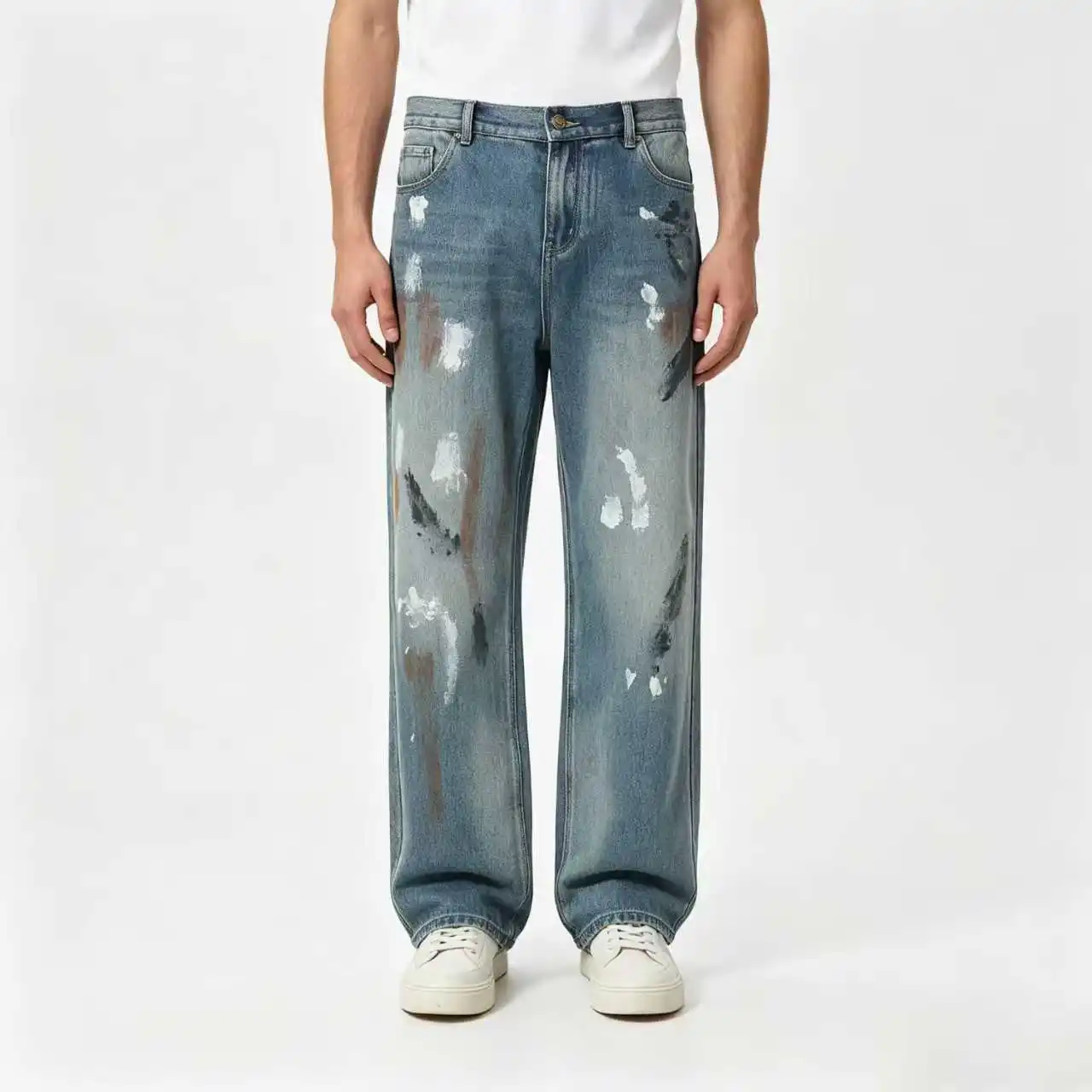 Loose Trendy Casual Jeans with Hand-Painted Graffiti, Ykk Zipper and Copper Buttons, 13oz Fabric
Loose Trendy Casual Jeans with Hand-Painted Graffiti, Ykk Zipper and Copper Buttons, 13oz Fabric