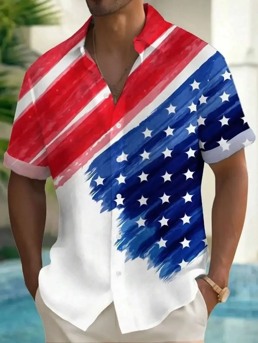 Mens American Flag 3D Print Short Sleeve Casual Shirt Summer Turn-Down Collar
Mens American Flag 3D Print Short Sleeve Casual Shirt Summer Turn-Down Collar