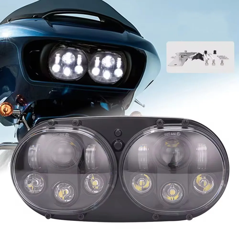 45W Dual LED Headlight for Harley Road Glide Super Bright, 6300LM High-low Beam, IP67 Waterproof, DOT, SAE, E-Mark Approved
45W Dual LED Headlight for Harley Road Glide Super Bright, 6300LM High-low Beam, IP67 Waterproof, DOT, SAE, E-Mark Approved