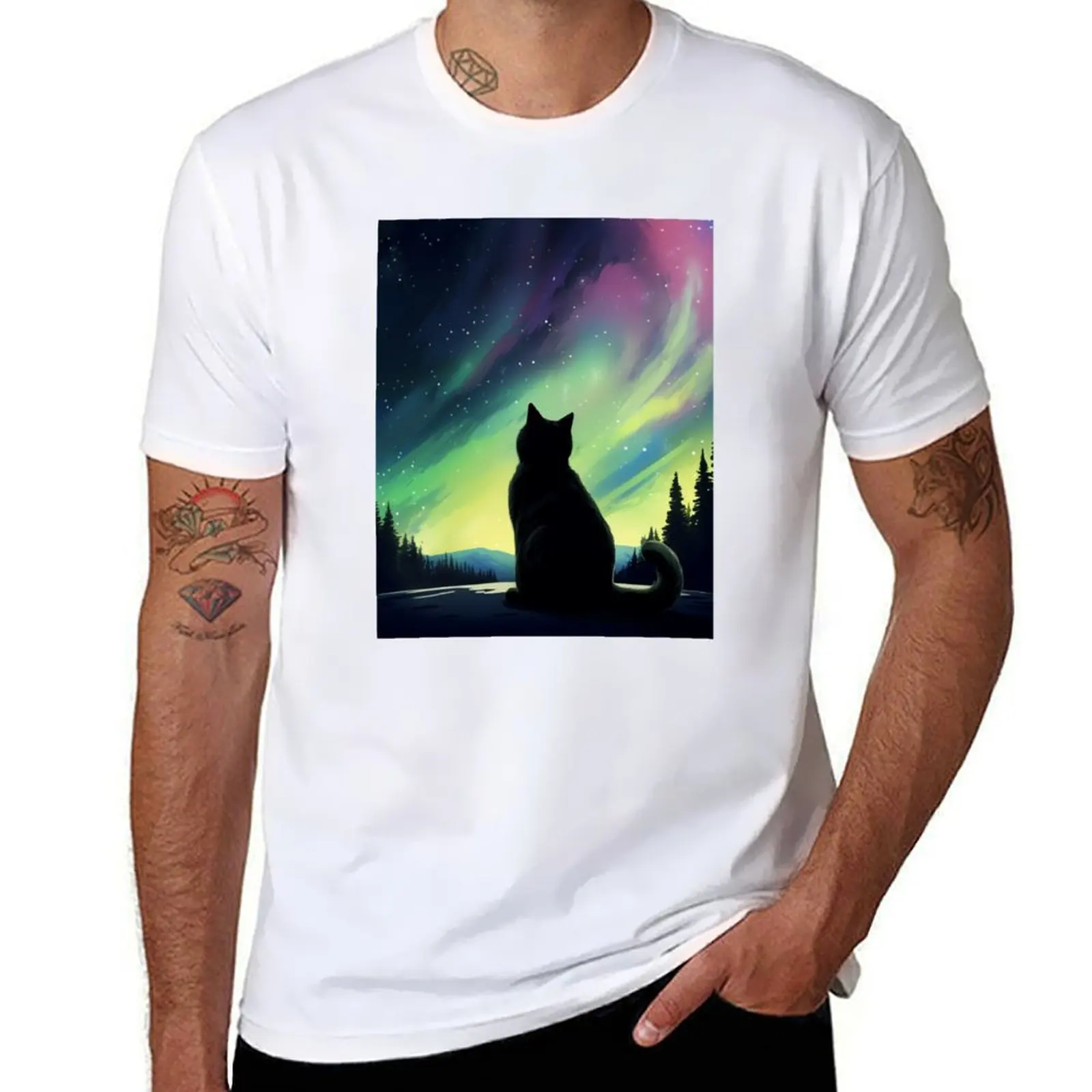 Black Cat Watching the Northern Lights T-Shirt t shirts for man pack cotton t shirt for man t shirts designer T-Shirt
Black Cat Watching the Northern Lights T-Shirt t shirts for man pack cotton t shirt for man t shirts designer T-Shirt