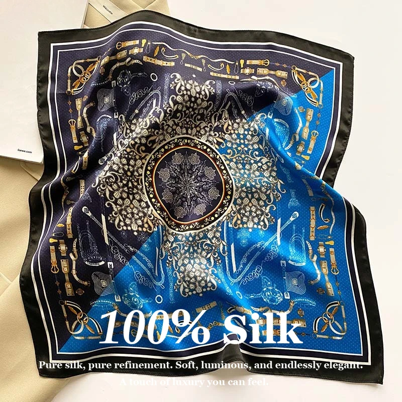 53cm 100% Pure Silk Scarf Women Square Neck Scarf Luxury Retro Fashion Print Hair Bandana Small Head Scarf Foulard Female Shawl
53cm 100% Pure Silk Scarf Women Square Neck Scarf Luxury Retro Fashion Print Hair Bandana Small Head Scarf Foulard Female Shawl