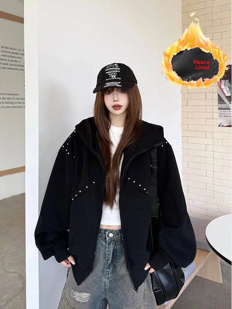 Американская женская утепленная толстовка с капюшоном на флисовой подкладке, осенне-зимняя, повседневная, модная, свободного кроя, с дизайнерским акцентом
Американская женская утепленная толстовка с капюшоном на флисовой подкладке, осенне-зимняя, повседневная, модная, свободного кроя, с дизайнерским акцентом