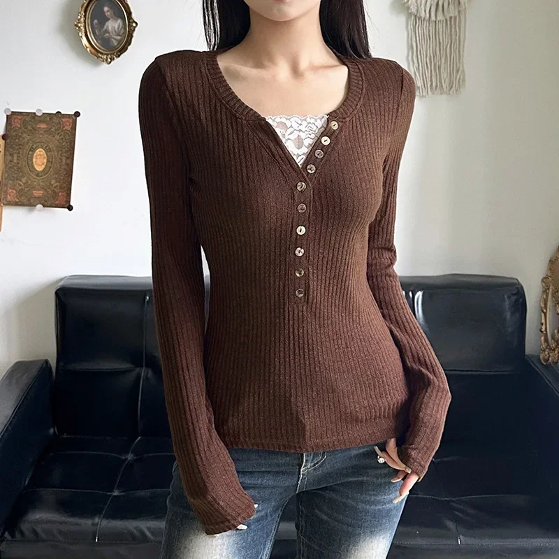 Y2k Lace Button T Shirt Fairycore Cute Retro Crop Top Contrast Women Harajuku Autumn Pullovers Basic Knitted Tee Korea Aesthetic
Y2k Lace Button T Shirt Fairycore Cute Retro Crop Top Contrast Women Harajuku Autumn Pullovers Basic Knitted Tee Korea Aesthetic
