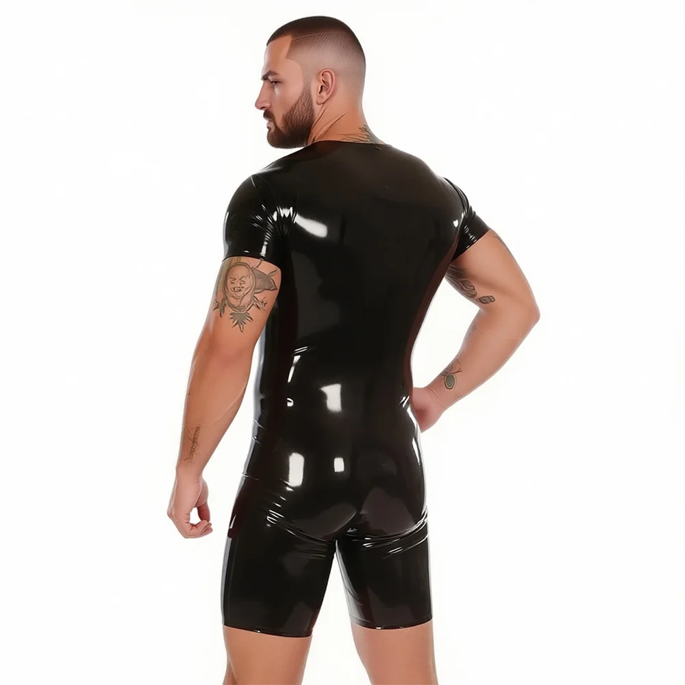 Customized Black Latex Short Sleeve Bodysuit for Men Front Zipper Handmade Sexy Rubber Jumpsuits Wear
Customized Black Latex Short Sleeve Bodysuit for Men Front Zipper Handmade Sexy Rubber Jumpsuits Wear