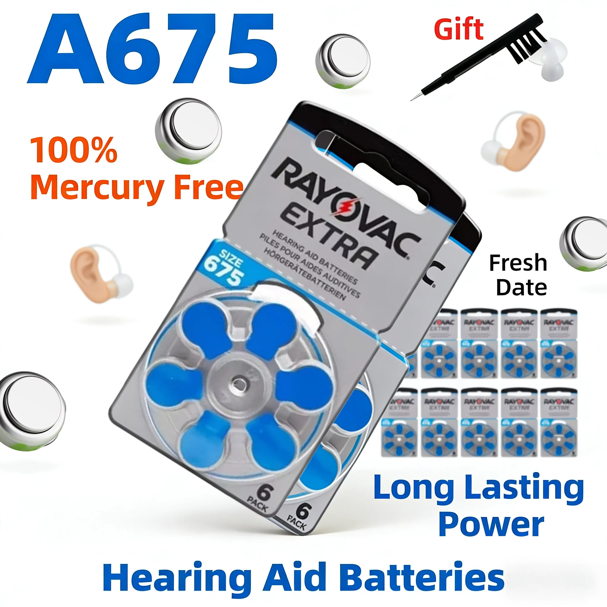 6-60PCS Mercury Free Hearing Aid Batteries Size 675 675A A675 PR44 Battery For Sound Amplifier Accessories
6-60PCS Mercury Free Hearing Aid Batteries Size 675 675A A675 PR44 Battery For Sound Amplifier Accessories