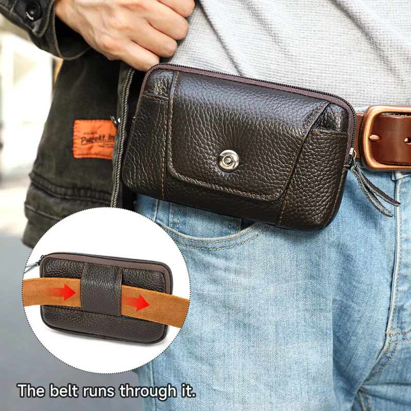 Genuine leather casual waist bag for men, multifunctional portable coin purse, outdoor phone hanging bag, horizontal style high-
Genuine leather casual waist bag for men, multifunctional portable coin purse, outdoor phone hanging bag, horizontal style high-