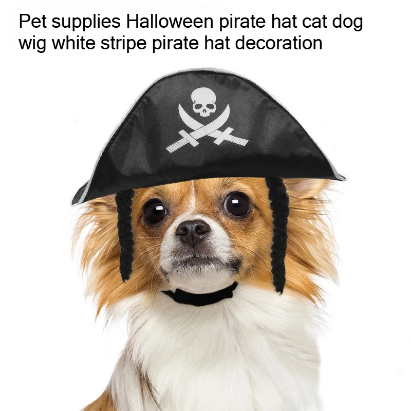 Halloween Pirate Hat Cat Dog Wig White Stripe Pirate Hat Decoration cosplay Pet Supplies ropa para gatos
Halloween Pirate Hat Cat Dog Wig White Stripe Pirate Hat Decoration cosplay Pet Supplies ropa para gatos