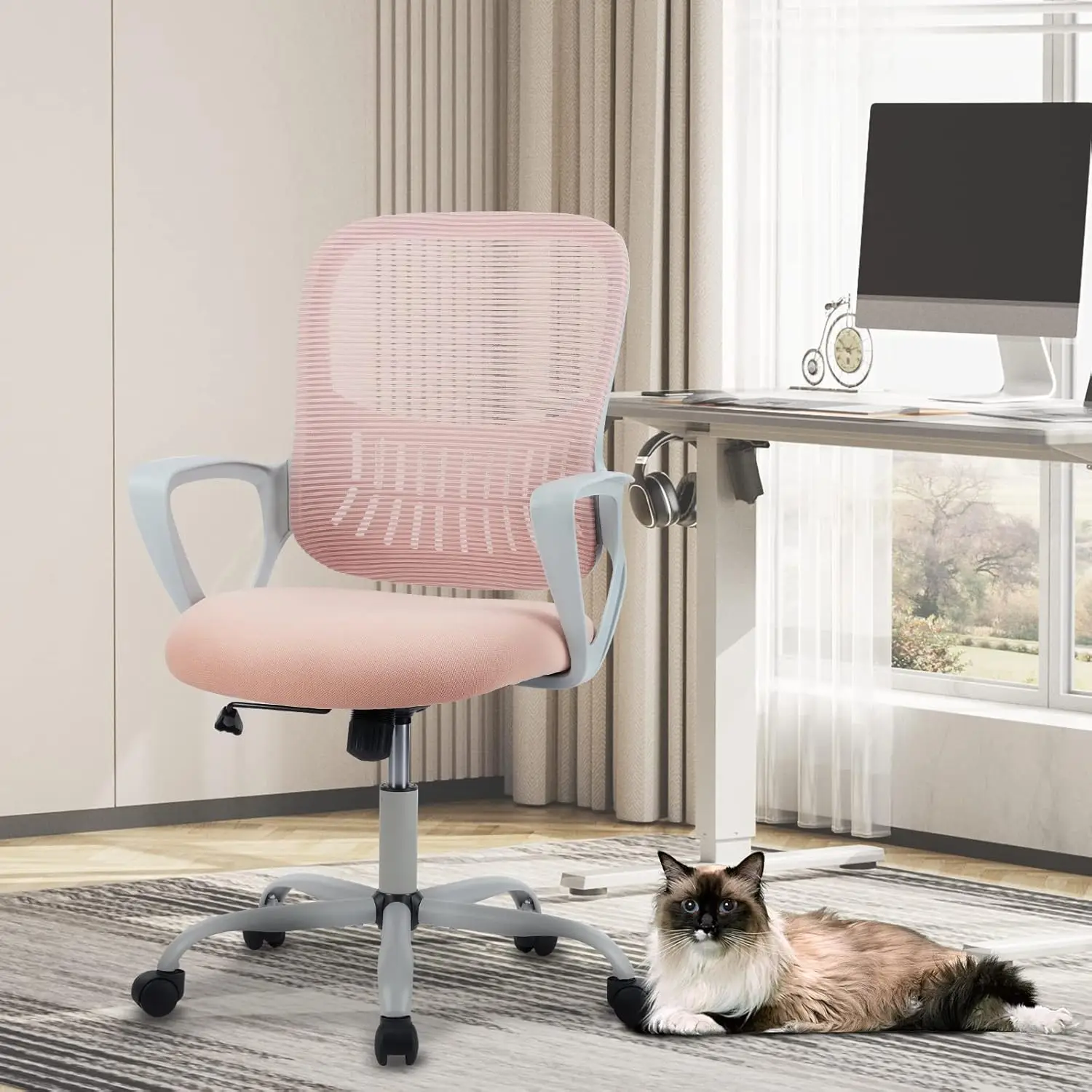 Ergonomic Mesh Office Chair with Lumbar Support, 360° Swivel, Flip-up Armrests for Home and Gaming in Pink
Ergonomic Mesh Office Chair with Lumbar Support, 360° Swivel, Flip-up Armrests for Home and Gaming in Pink