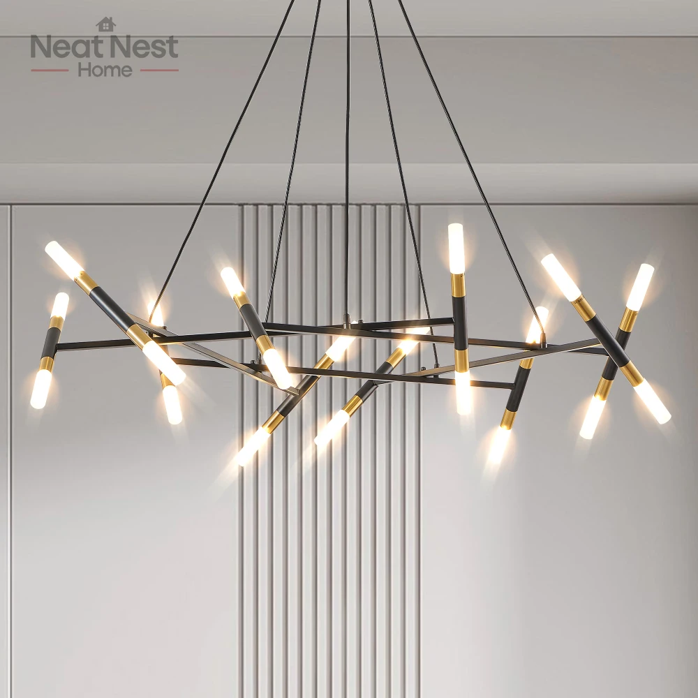 Black&Golden Modern Chandelier Light Fixture,Branch Design with Frosted Tubes,Adjustable Height Pendant Light(Bulb Not Included)
Black&Golden Modern Chandelier Light Fixture,Branch Design with Frosted Tubes,Adjustable Height Pendant Light(Bulb Not Included)