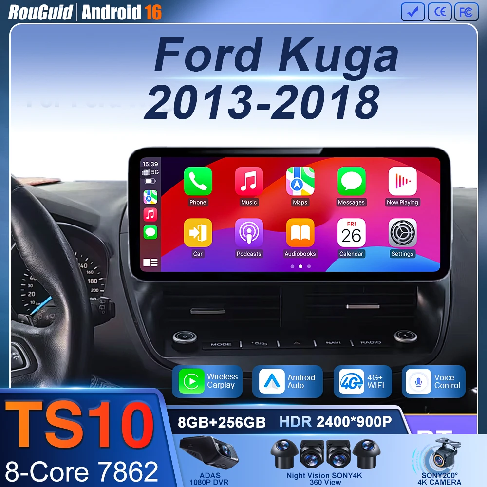 Android 16 For Ford Kuga 2013-2018 Wireless CarPlay Multimedia Display Touch Screen Android auto Head Unit Navigation GPS BT DVR
Android 16 For Ford Kuga 2013-2018 Wireless CarPlay Multimedia Display Touch Screen Android auto Head Unit Navigation GPS BT DVR