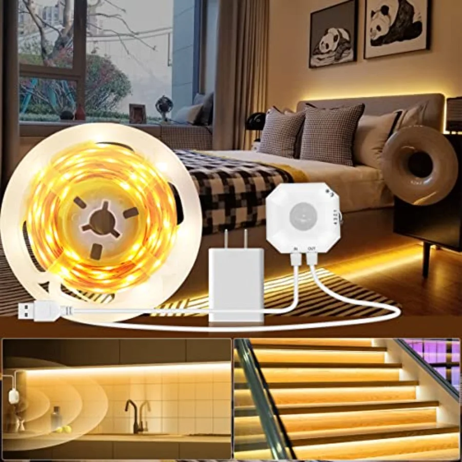 Motion Sensor LED Strip Lights, Under Bed Lights Motion Activated LED Bedside Lamp Illumination with Automatic Shut Off Timer I
Motion Sensor LED Strip Lights, Under Bed Lights Motion Activated LED Bedside Lamp Illumination with Automatic Shut Off Timer I
