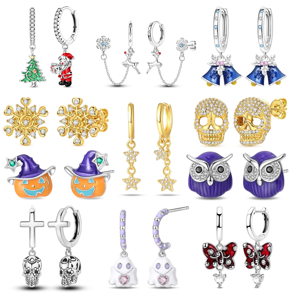 Hot Sale 925 Sterling Silver Pumpkin Head & Ghost & Reindeer & Santa Claus Hoop Earrings For Christmas Halloween Delicate Gifts
Hot Sale 925 Sterling Silver Pumpkin Head & Ghost & Reindeer & Santa Claus Hoop Earrings For Christmas Halloween Delicate Gifts