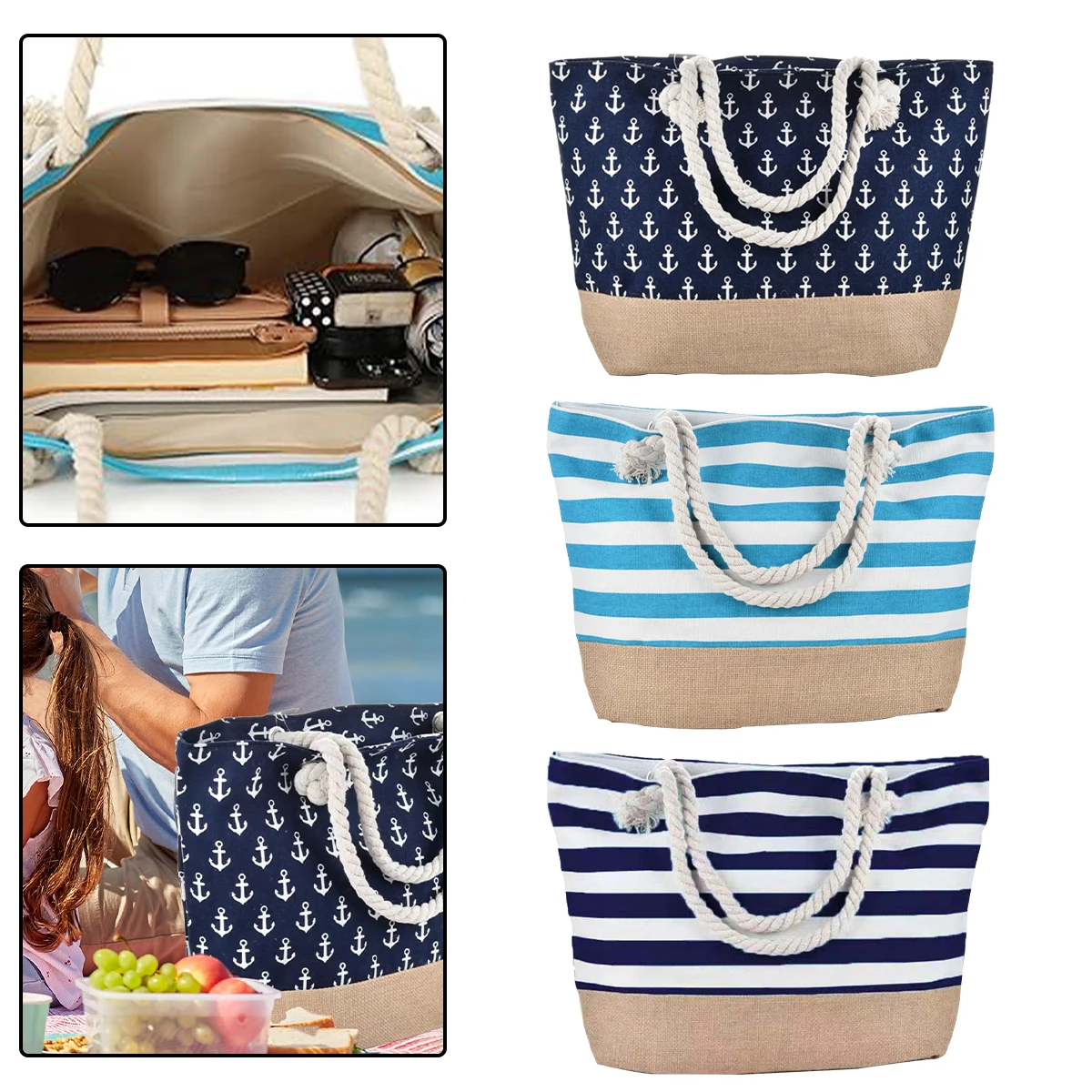 New Beach Bag Woman Canvas Fashion Striped Large Capacity Practical Shopping Travel Bags
New Beach Bag Woman Canvas Fashion Striped Large Capacity Practical Shopping Travel Bags