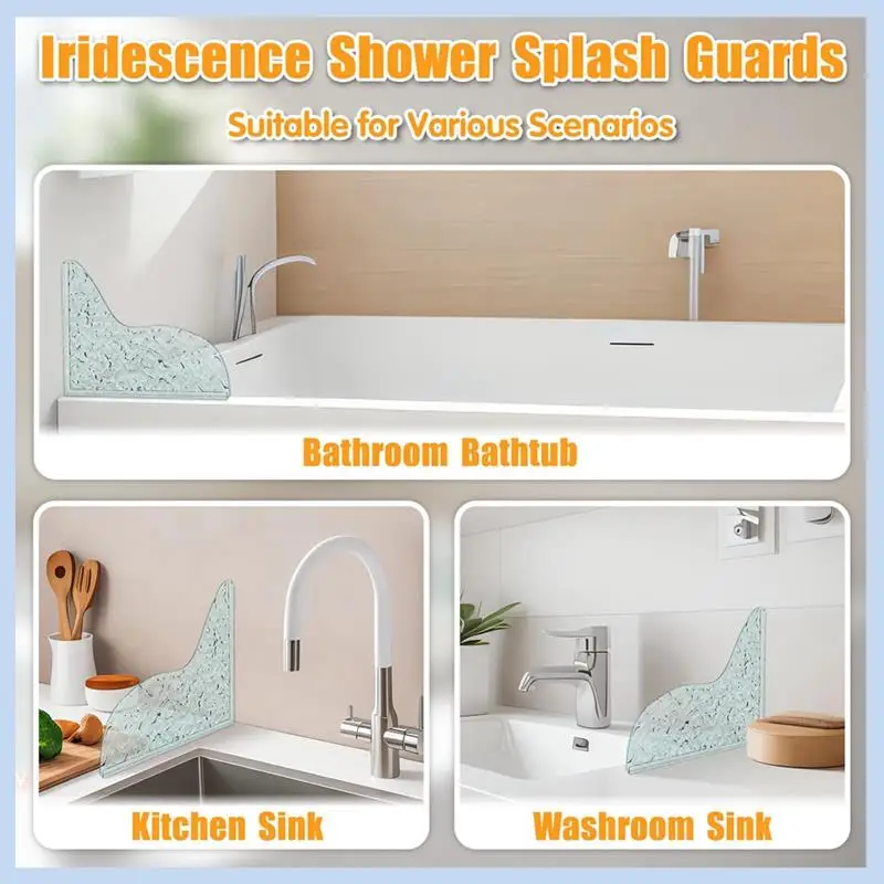 AS63-2 Pcs Shower Corner Water Guard Crystal Shine Splash Guard For Bathtub With Self-Adhesive
AS63-2 Pcs Shower Corner Water Guard Crystal Shine Splash Guard For Bathtub With Self-Adhesive