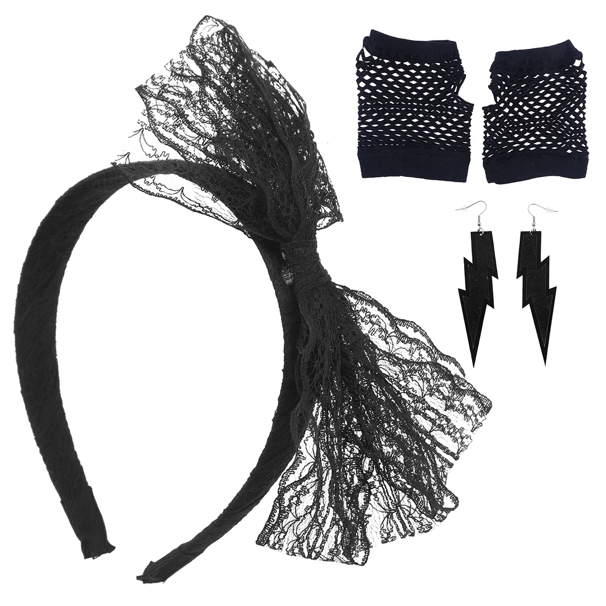80 's Neon Light Earrings Lace Headband 80's Party Costumes Set Fishnet Gloves Black Women's
80 's Neon Light Earrings Lace Headband 80's Party Costumes Set Fishnet Gloves Black Women's