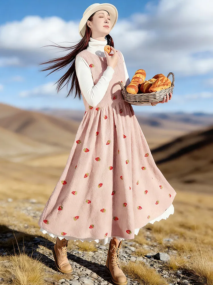 Retro Sle Svel Vest Dr Women's Winter round Ne Loose Stberries Embroidery Skirt Comfortable Breathable Polyes...
Retro Sle Svel Vest Dr Women's Winter round Ne Loose Stberries Embroidery Skirt Comfortable Breathable Polyes...