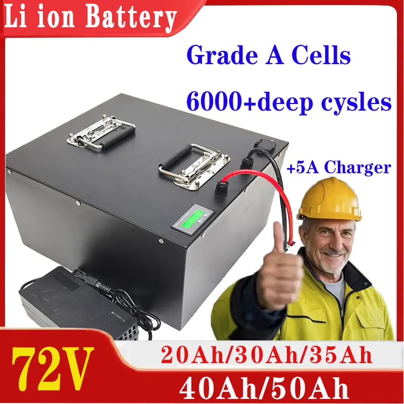 72V 20Ah 35ah 40Ah 45ah 55ah 65ah Lithium Ion Battery with BMS for Three-Wheeled Vehicle Scooter Electric Bike+5A Charger
72V 20Ah 35ah 40Ah 45ah 55ah 65ah Lithium Ion Battery with BMS for Three-Wheeled Vehicle Scooter Electric Bike+5A Charger