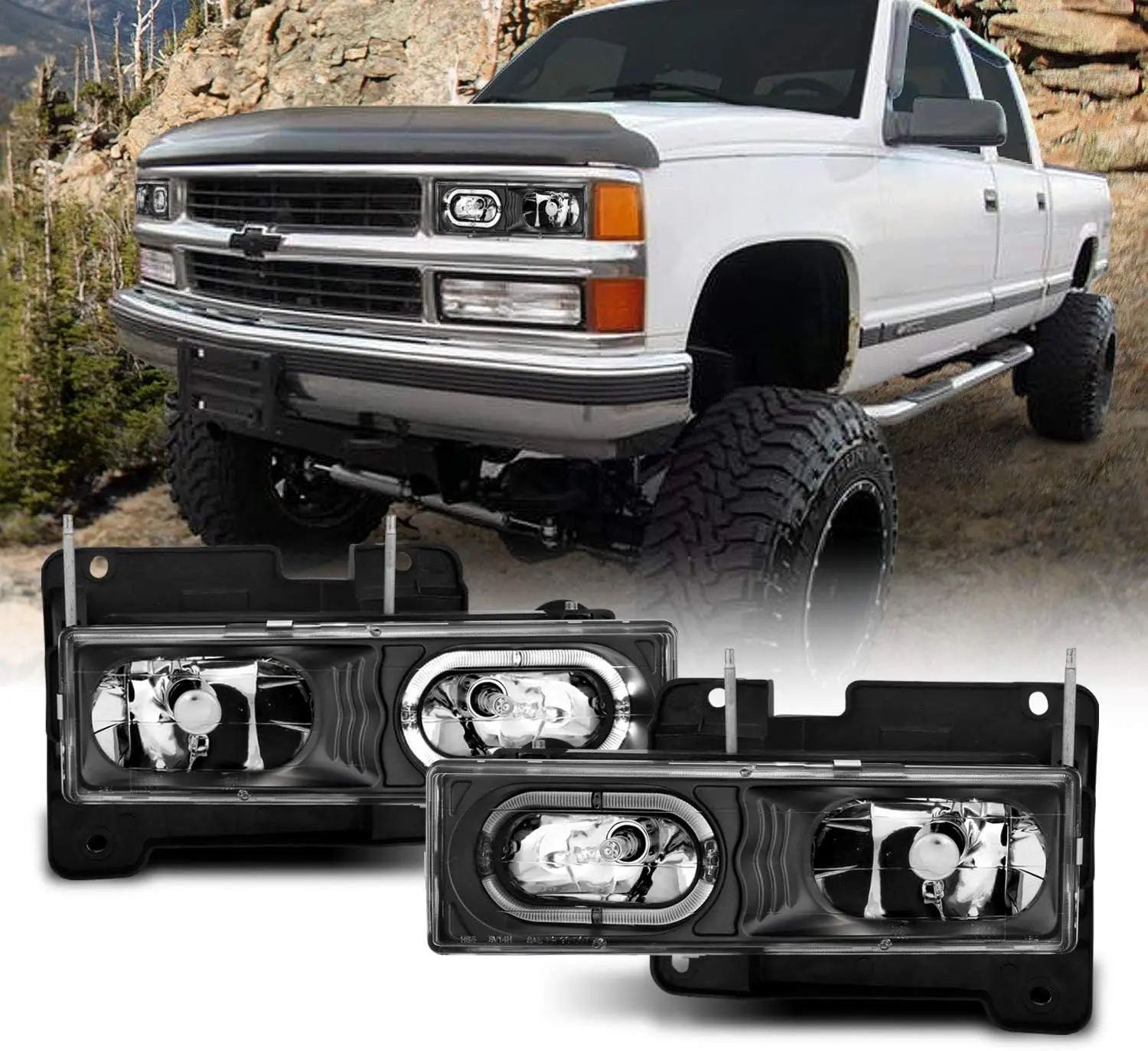 Для Chevy C/K 1500 2500 3500 GMC Suburban Yukon LED Halo Галогенные черные фары в сборе — со стороны пассажира и водителя
Для Chevy C/K 1500 2500 3500 GMC Suburban Yukon LED Halo Галогенные черные фары в сборе — со стороны пассажира и водителя