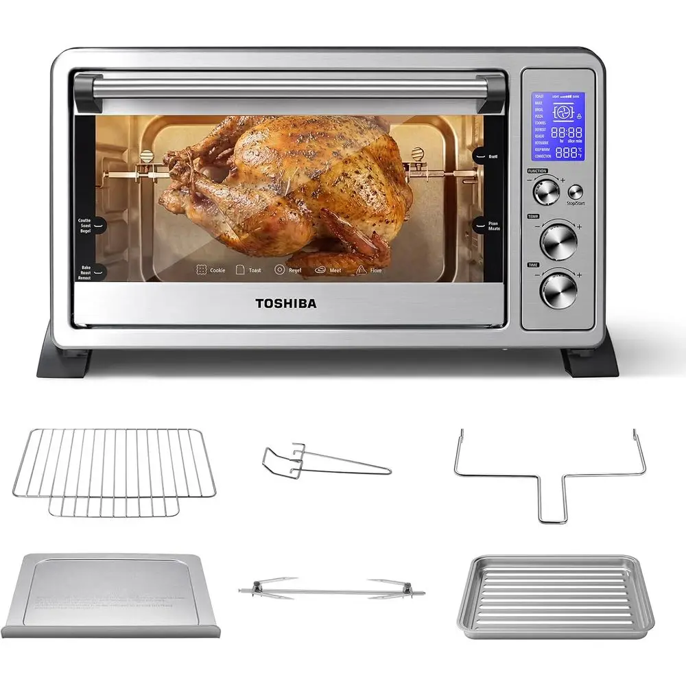 10-in-1 Convection Toaster Oven, 6-Slice Countertop Oven, 1500W with Toast, Bake, Broil, Rotisserie & Pizza unctions, LCD Knob C
10-in-1 Convection Toaster Oven, 6-Slice Countertop Oven, 1500W with Toast, Bake, Broil, Rotisserie & Pizza unctions, LCD Knob C