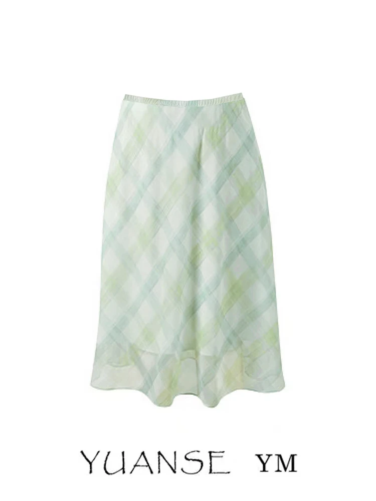 YUANSE Vacation Style Green Plaid A-Line Skirt Women Summer Youthful Elegant Slimming High Waist Skirt
YUANSE Vacation Style Green Plaid A-Line Skirt Women Summer Youthful Elegant Slimming High Waist Skirt