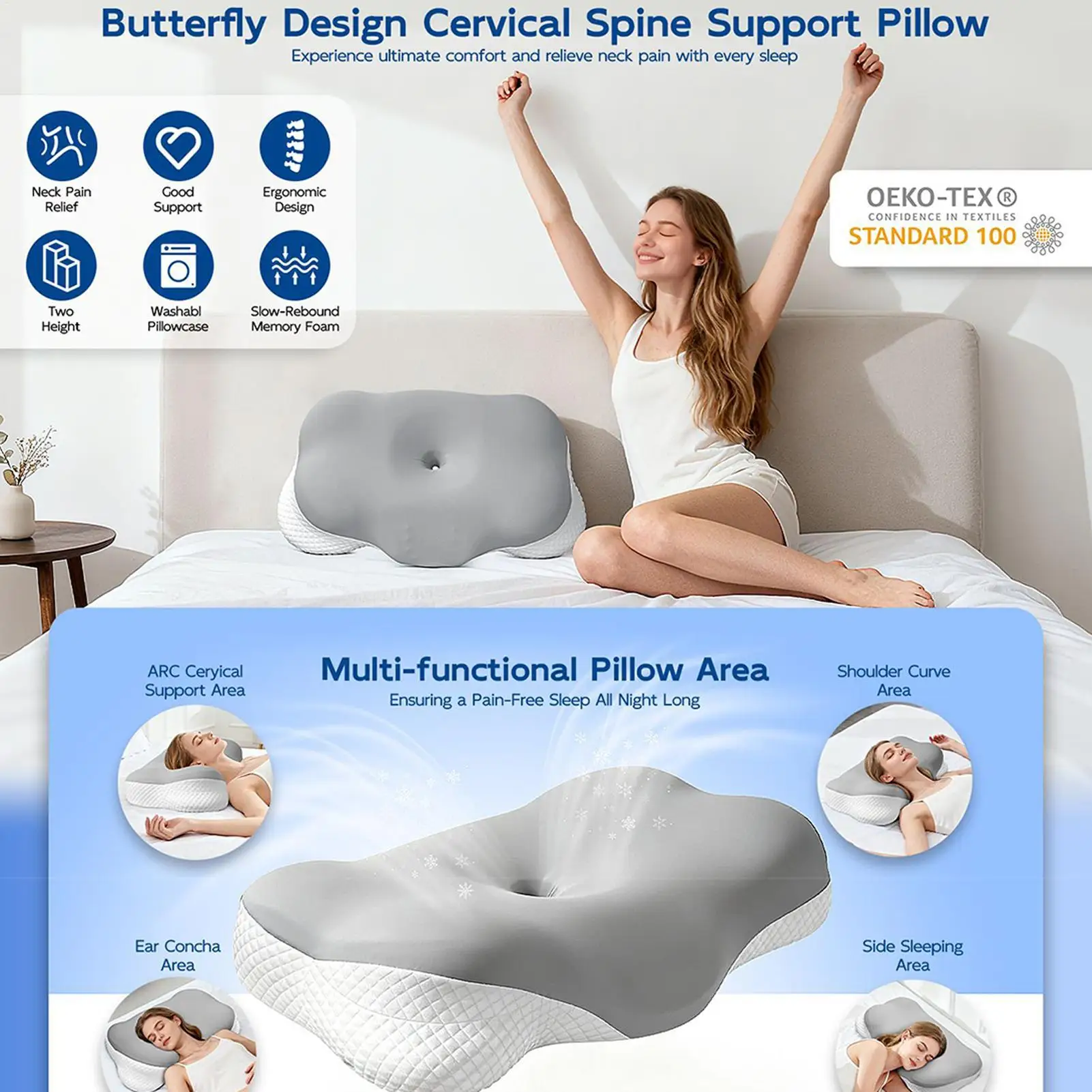 Cervical Neck Pillow Memory Foam Bed Sleeping Supplies Ergonomic Neck Support Pillow For Office Drivers Students Elderly Sports
Cervical Neck Pillow Memory Foam Bed Sleeping Supplies Ergonomic Neck Support Pillow For Office Drivers Students Elderly Sports