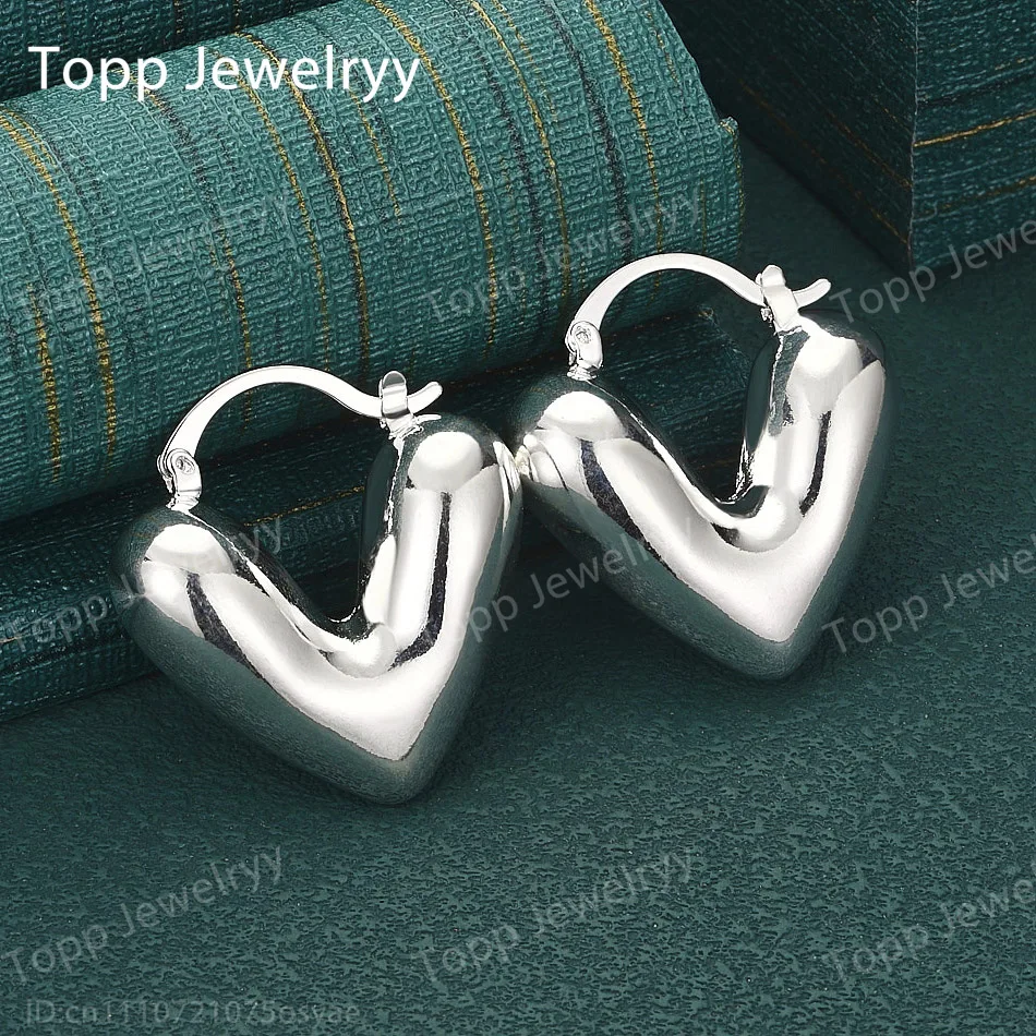 925 Sterling Silver Shiny Heart Earrings Women's Fashion Charming Wedding Gift Jewelry
925 Sterling Silver Shiny Heart Earrings Women's Fashion Charming Wedding Gift Jewelry