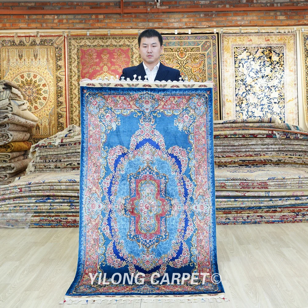 3'x5.5' Oriental Silk Carpet Blue Handmade Exquisite Persian Qum Rugs (TJ146A)
3'x5.5' Oriental Silk Carpet Blue Handmade Exquisite Persian Qum Rugs (TJ146A)