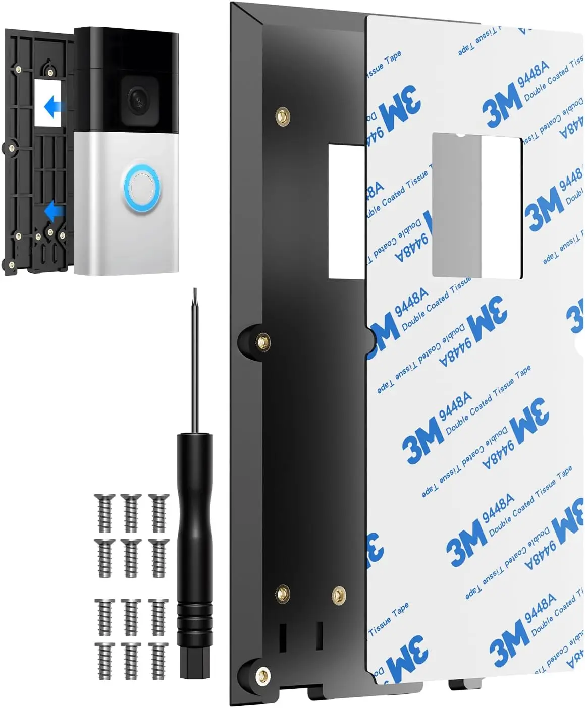 No-Drill Ring Doorbell Mount Adhesive Bracket for Ring Video Doorbell 1/2/3/3 Plus/4/2020 Release Wireless, Mounting Plate
No-Drill Ring Doorbell Mount Adhesive Bracket for Ring Video Doorbell 1/2/3/3 Plus/4/2020 Release Wireless, Mounting Plate