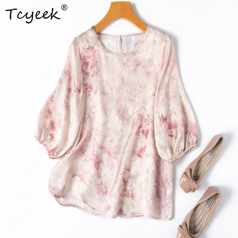 Tcyeek 100% Real Silk Shirts for Women 20MM Silk Women Clothing 2026 Summer Exquisite Tie-dye Lantern Sleeve Shirt Tops De Mujer
Tcyeek 100% Real Silk Shirts for Women 20MM Silk Women Clothing 2026 Summer Exquisite Tie-dye Lantern Sleeve Shirt Tops De Mujer