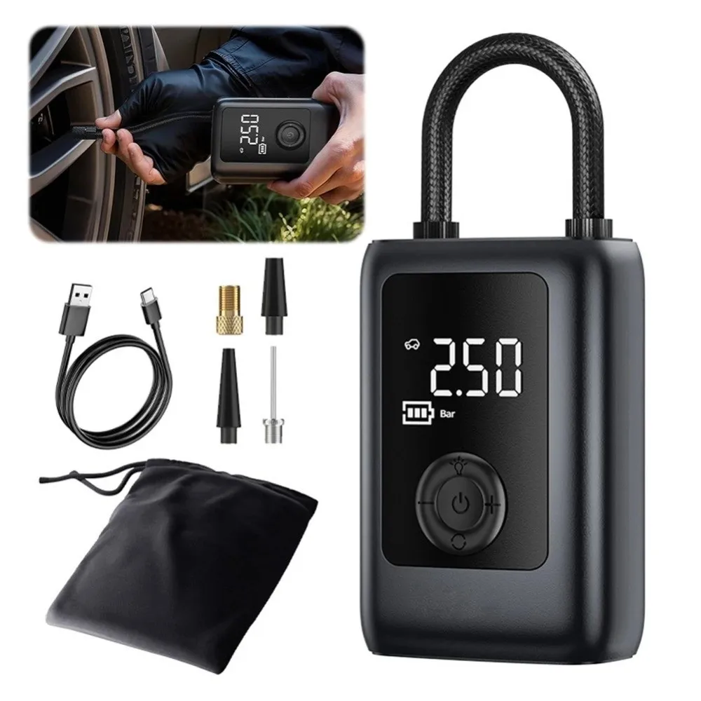 Мощный электрический шинный насос 150PSI со световым ЖК-дисплеем, воздушный компрессор, перезаряжаемый перезаряжаемый насос для велосипедов
Мощный электрический шинный насос 150PSI со световым ЖК-дисплеем, воздушный компрессор, перезаряжаемый перезаряжаемый насос для велосипедов