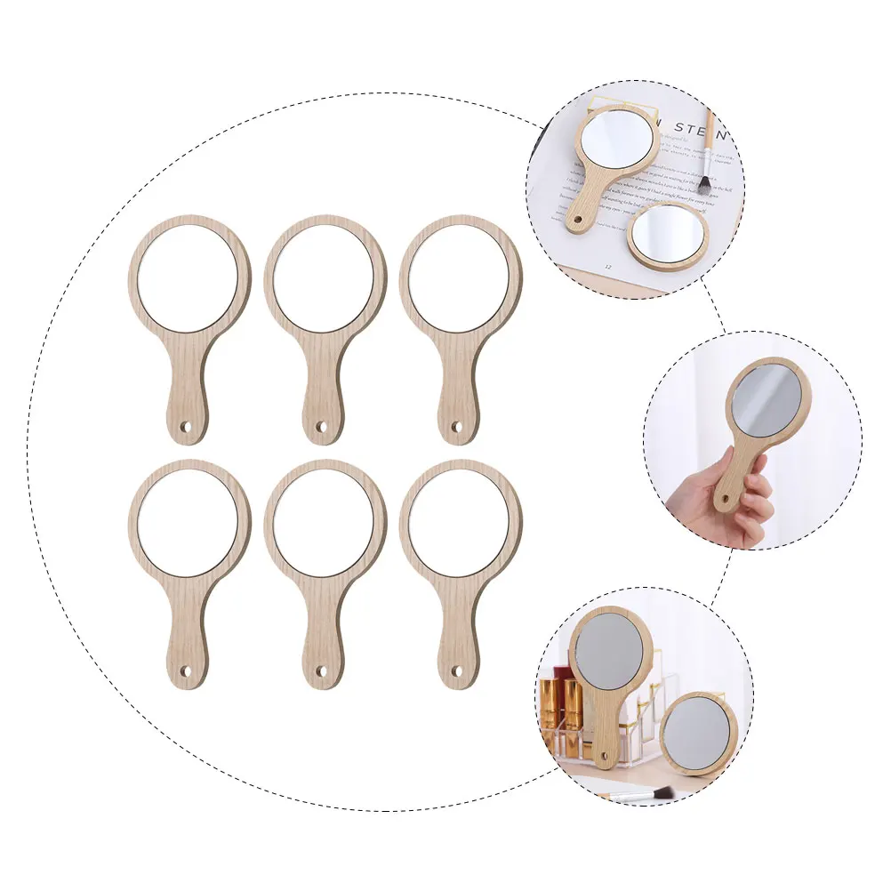 6pcs Makeup for Women Portable Clear Glass with Wooden Handle Beauty Mirror Clear Women Mirror Home Hotel Use
6pcs Makeup for Women Portable Clear Glass with Wooden Handle Beauty Mirror Clear Women Mirror Home Hotel Use