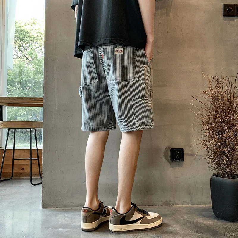 Summer Men's Loose Workwear Denim orts Striped Design Japanese Retro Casual Mid-Length Jeans Youth Faion Wear Resistant
Summer Men's Loose Workwear Denim orts Striped Design Japanese Retro Casual Mid-Length Jeans Youth Faion Wear Resistant