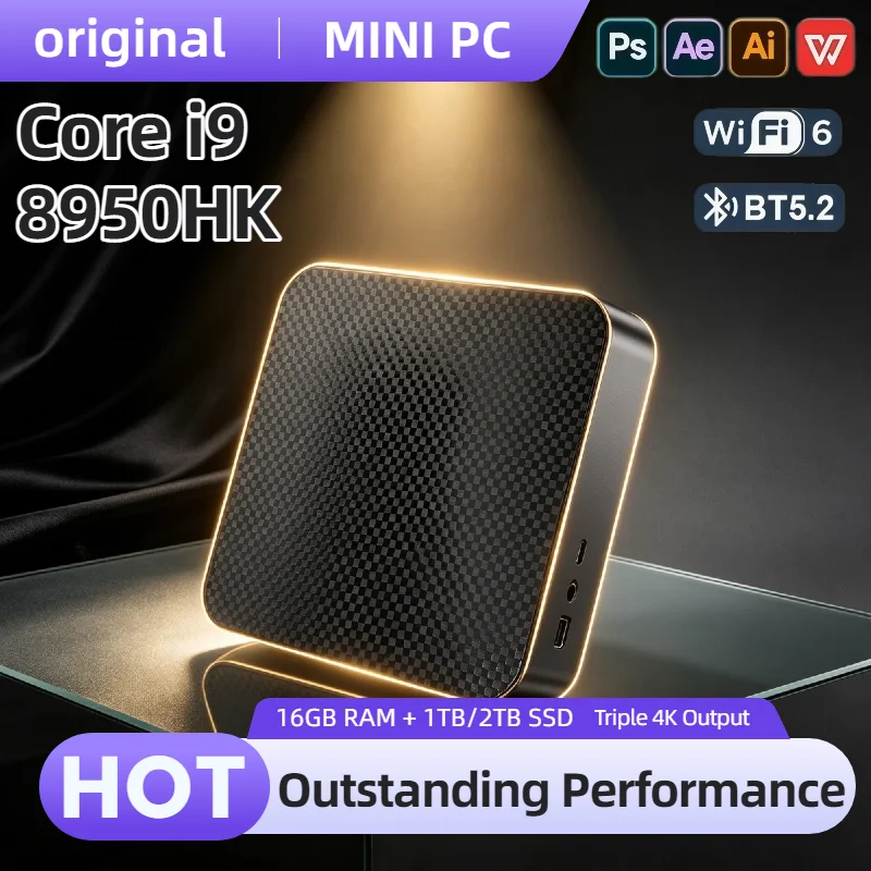 Intel Core i9 8950HK Portable Mini PC 16GB DDR4 M.2 NVMe SSD Triple 4K WiFi6 Silent Cooling Office Home Desktop Computer 2026
Intel Core i9 8950HK Portable Mini PC 16GB DDR4 M.2 NVMe SSD Triple 4K WiFi6 Silent Cooling Office Home Desktop Computer 2026