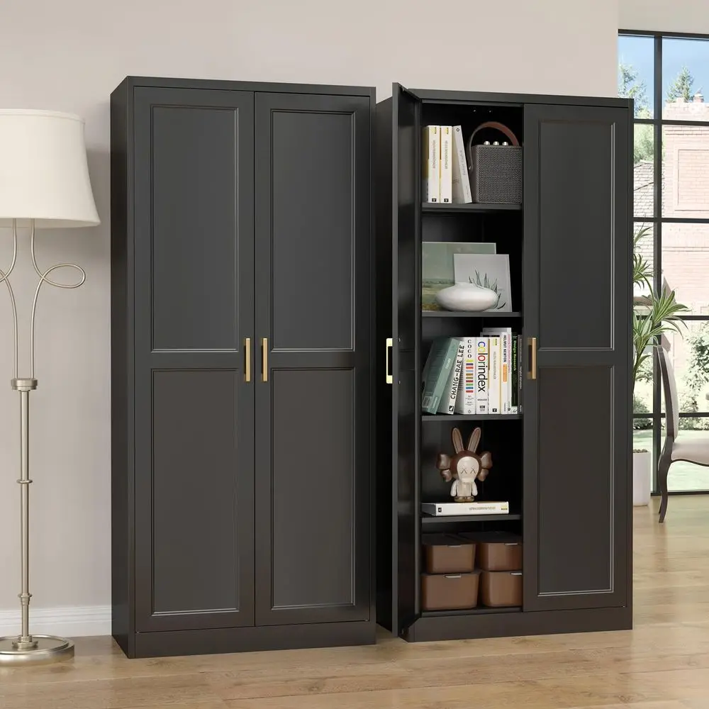 Pantry Cabinet,71Black Metal Pantry Storage Cabinet with Doors and 4 Adjustable Shelves,Kitchen Cabinet with 2 Gold Handles,Tal
Pantry Cabinet,71Black Metal Pantry Storage Cabinet with Doors and 4 Adjustable Shelves,Kitchen Cabinet with 2 Gold Handles,Tal