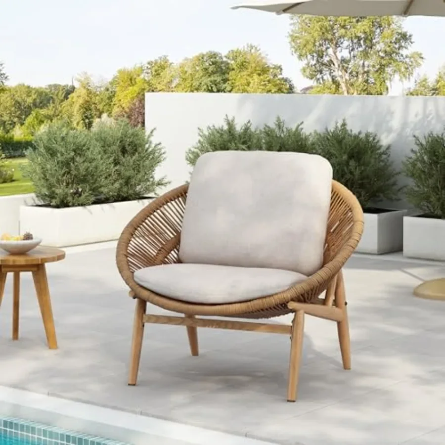 Outdoor Wicker Papasan Chair for backyard balcony garden poolside sunroom, rattan material, beige color, cozy cushion and easy
Outdoor Wicker Papasan Chair for backyard balcony garden poolside sunroom, rattan material, beige color, cozy cushion and easy