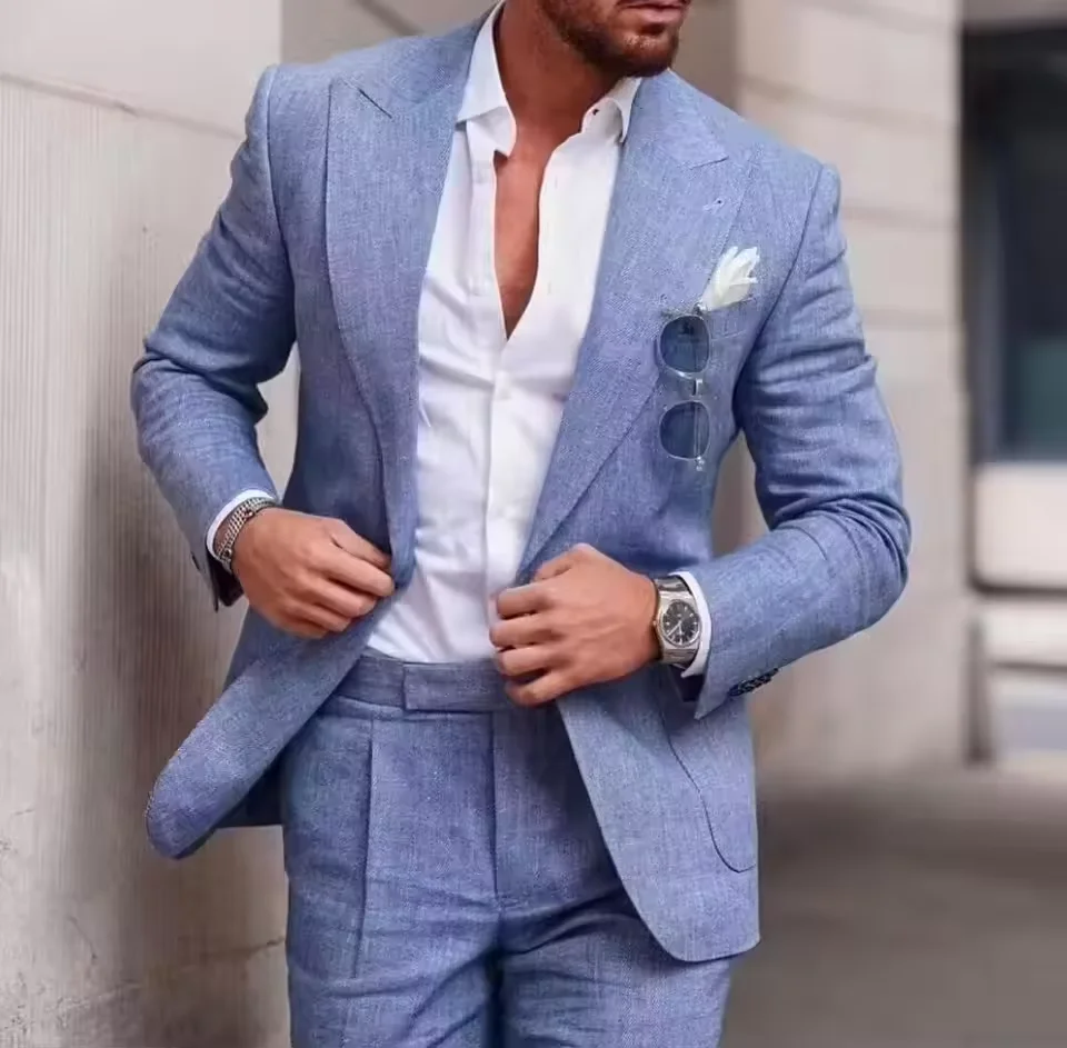 Men's 2 Piece Suits Linen Slim Fit Men Slim Fit Hot Sale Formal Set Customized Suits Beach Wedding Party Simple Blazer Pants
Men's 2 Piece Suits Linen Slim Fit Men Slim Fit Hot Sale Formal Set Customized Suits Beach Wedding Party Simple Blazer Pants