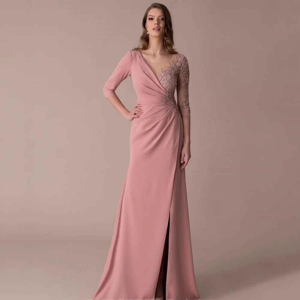 Formal V Neck Customized Party Gowns Split Mermaid Evening Gown Lace Pink Sweep Train New Prom Dresses فساتين سهرة
Formal V Neck Customized Party Gowns Split Mermaid Evening Gown Lace Pink Sweep Train New Prom Dresses فساتين سهرة