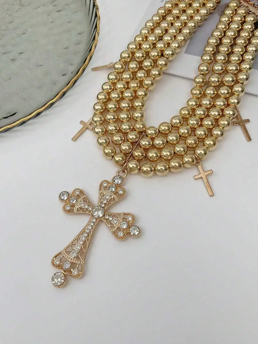 Bohemian Multi-Layer Beaded Cross Pendant Necklace Vintage Style Fashion Jewelry For Women
Bohemian Multi-Layer Beaded Cross Pendant Necklace Vintage Style Fashion Jewelry For Women