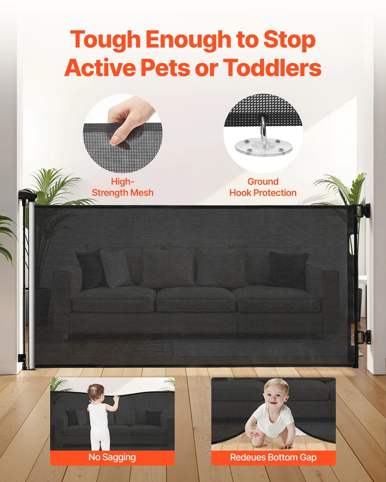Retractable Baby Gate, Extends to 72.8 inch Wide, 38.5 inch Tall, with Security Lock, Easy to Use, Walk Through Without Tripping, Mesh Dog Gate for Stairs, Hallways, Indoor/Outdoor, Black
Retractable Baby Gate, Extends to 72.8 inch Wide, 38.5 inch Tall, with Security Lock, Easy to Use, Walk Through Without Tripping, Mesh Dog Gate for Stairs, Hallways, Indoor/Outdoor, Black
