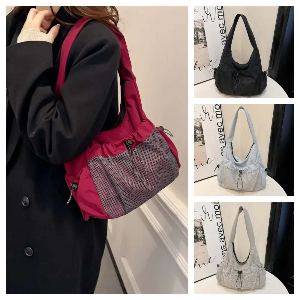 Korean Style Nylon Pleated Crossbody Bag Soft Drawstring Half Moon Bags Hollow Mesh Casual Sports Shoulder Bag Travel
Korean Style Nylon Pleated Crossbody Bag Soft Drawstring Half Moon Bags Hollow Mesh Casual Sports Shoulder Bag Travel