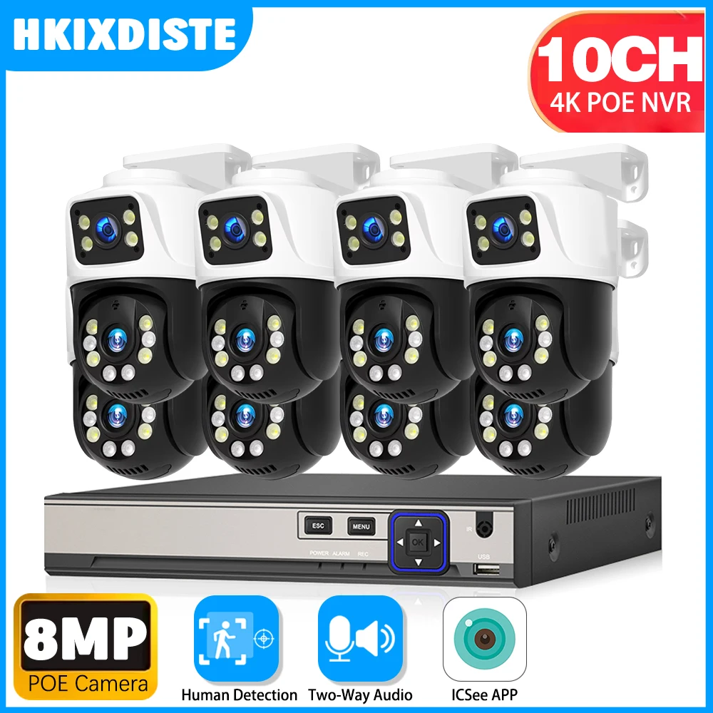 Ourdoor 8MP Dual Lens Dual Screen 10CH POE NVR POE PTZ IP-камера Система безопасности Автоматическое отслеживание 4K CCTV Комплект видеонаблюдения
Ourdoor 8MP Dual Lens Dual Screen 10CH POE NVR POE PTZ IP-камера Система безопасности Автоматическое отслеживание 4K CCTV Комплект видеонаблюдения