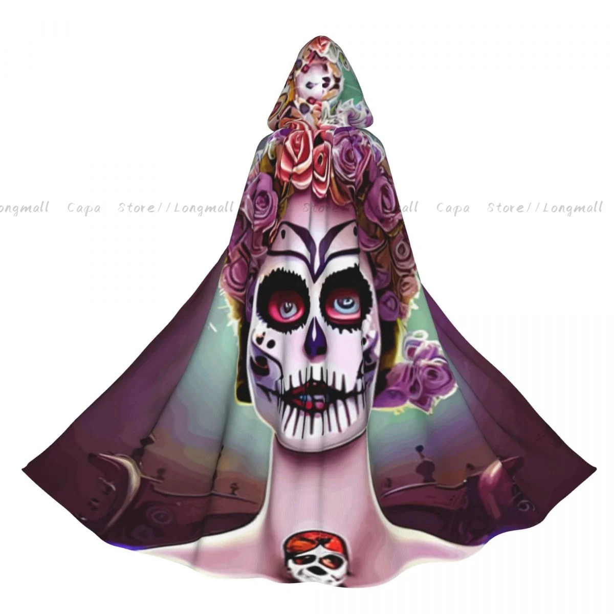 Adult Halloween Day Of The Dead Sugar Skull Cloak Cape Hooded Medieval Costume Full Length Dress Coat
Adult Halloween Day Of The Dead Sugar Skull Cloak Cape Hooded Medieval Costume Full Length Dress Coat