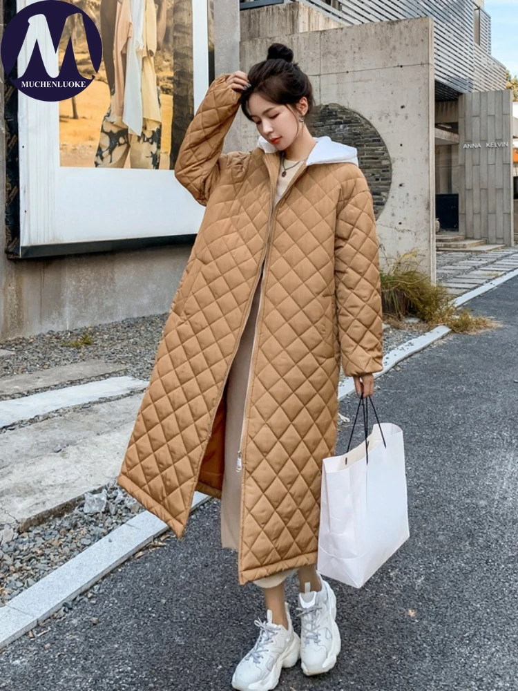 Women's Winter Jacket Autumn/Winter New Diamond Check Long Sleeved Hooded Long Parkas Fashion Casual Loose Women's Warm Coats
Women's Winter Jacket Autumn/Winter New Diamond Check Long Sleeved Hooded Long Parkas Fashion Casual Loose Women's Warm Coats