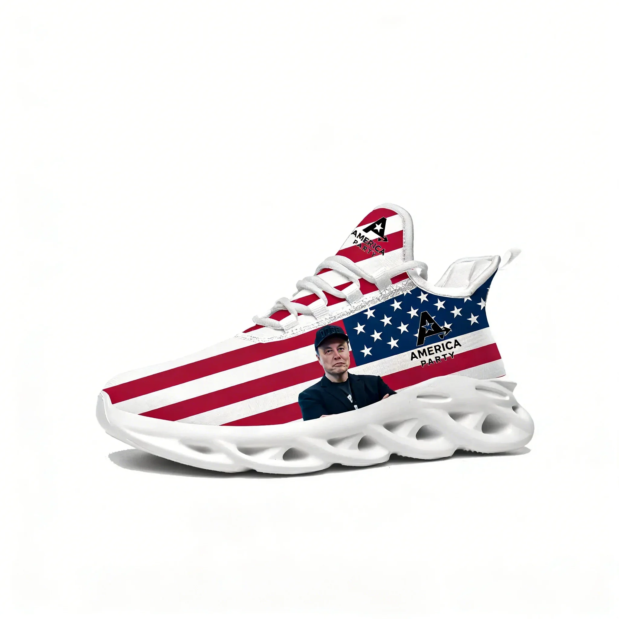 Кроссовки для бега America Party Sport: мужские и женские, прочные, на шнуровке, сетчатые, износостойкая обувь, индивидуальный дизайн, белые, в стиле Илона Маска
Кроссовки для бега America Party Sport: мужские и женские, прочные, на шнуровке, сетчатые, износостойкая обувь, индивидуальный дизайн, белые, в стиле Илона Маска