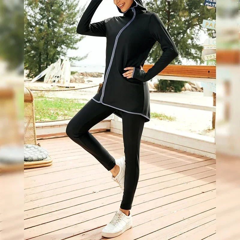 Muslim Women Full Cover Burkini Zipper Swimwear 2-Piece Set Modest Hooded Tops Pant Swimsuit Islamic Arab Beachwear Bathing Suit
Muslim Women Full Cover Burkini Zipper Swimwear 2-Piece Set Modest Hooded Tops Pant Swimsuit Islamic Arab Beachwear Bathing Suit