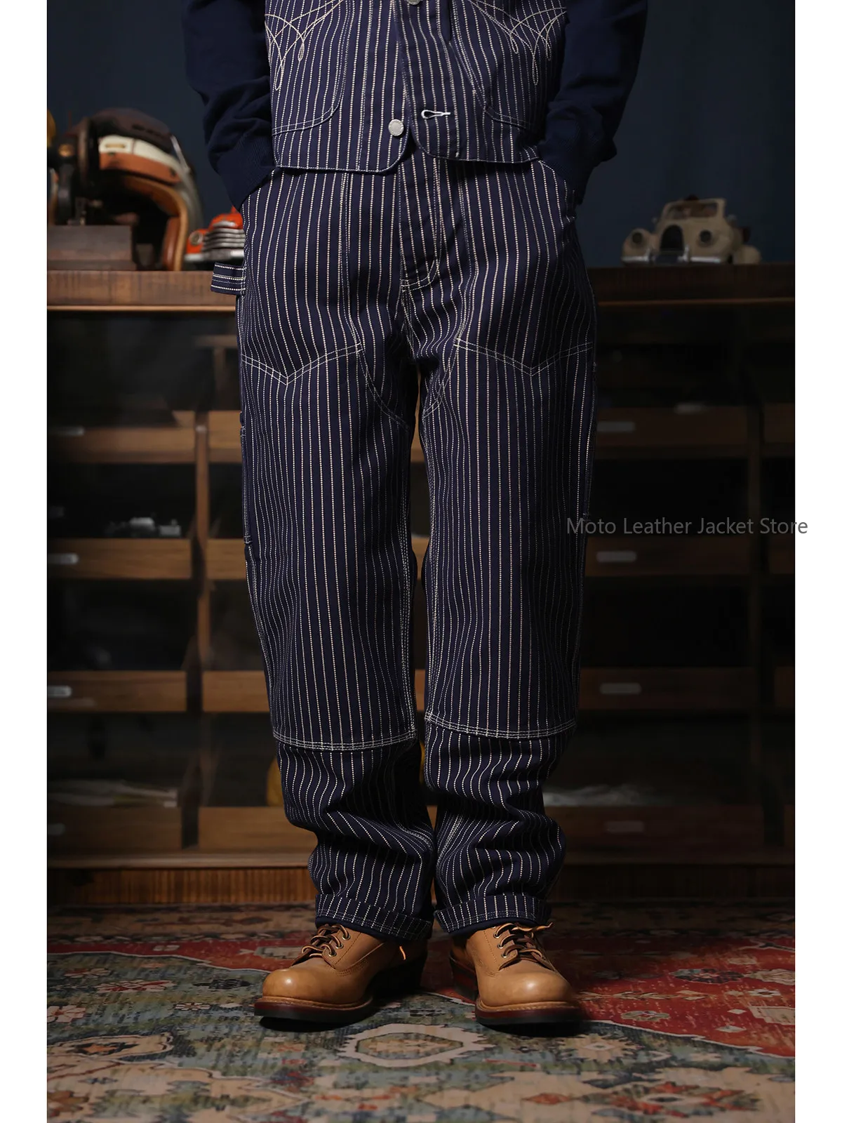 Carpenter Pant Wabash Stripe Denim Work Pants American Casual Multi Pocket Logger Trousers
Carpenter Pant Wabash Stripe Denim Work Pants American Casual Multi Pocket Logger Trousers