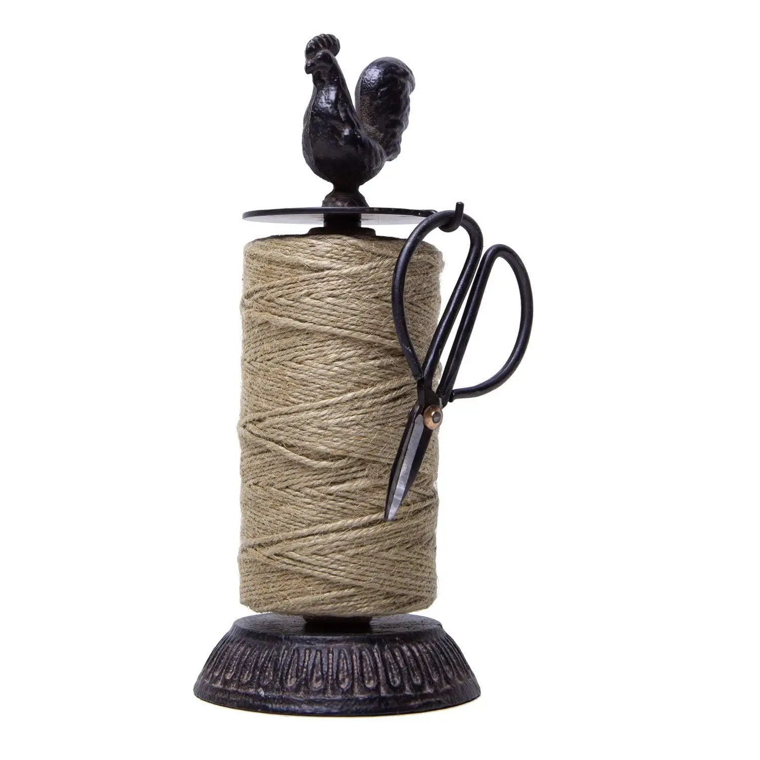 Vintage Iron Rooster Twine Spool Holder With Scissors And Natural Jute String
Vintage Iron Rooster Twine Spool Holder With Scissors And Natural Jute String