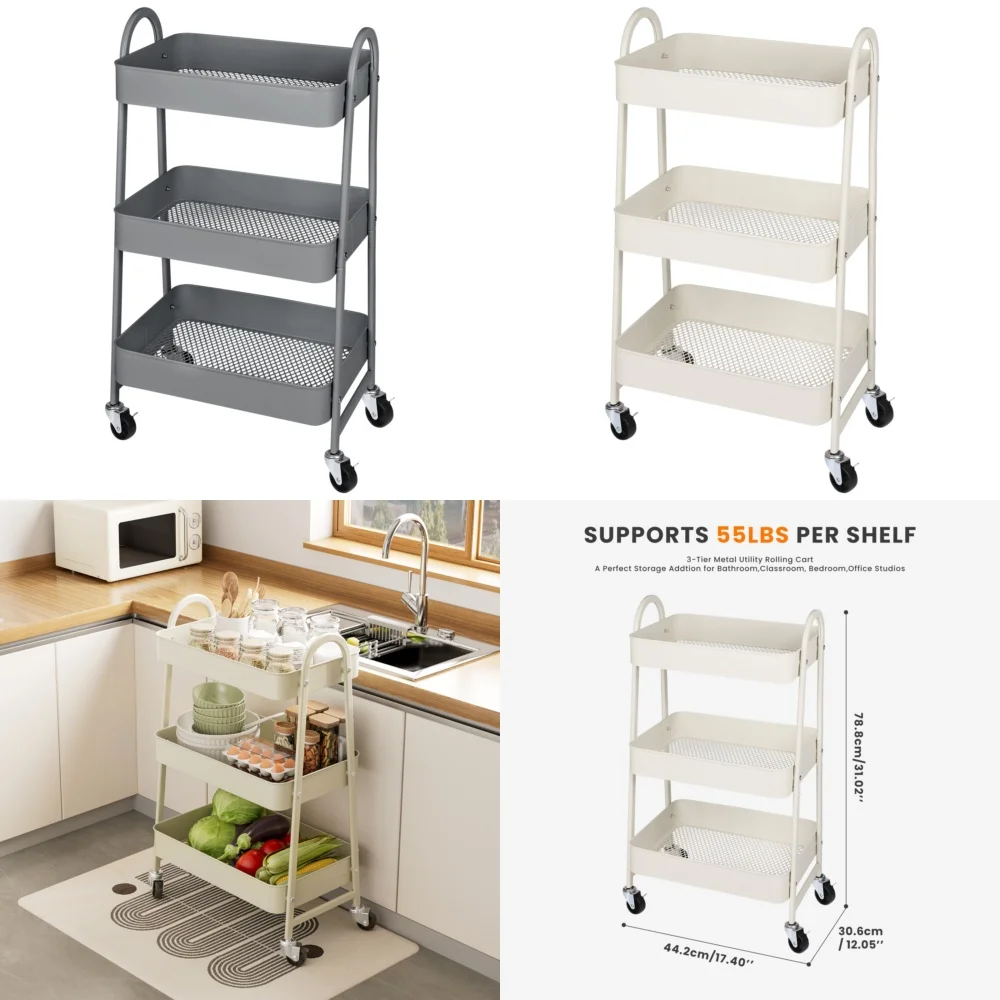 3 Tier Rolling Cart with Storage Organizer Metal Utility Cart for Kitchen Bathroom Garage Space Saving Mobile Trolley with
3 Tier Rolling Cart with Storage Organizer Metal Utility Cart for Kitchen Bathroom Garage Space Saving Mobile Trolley with