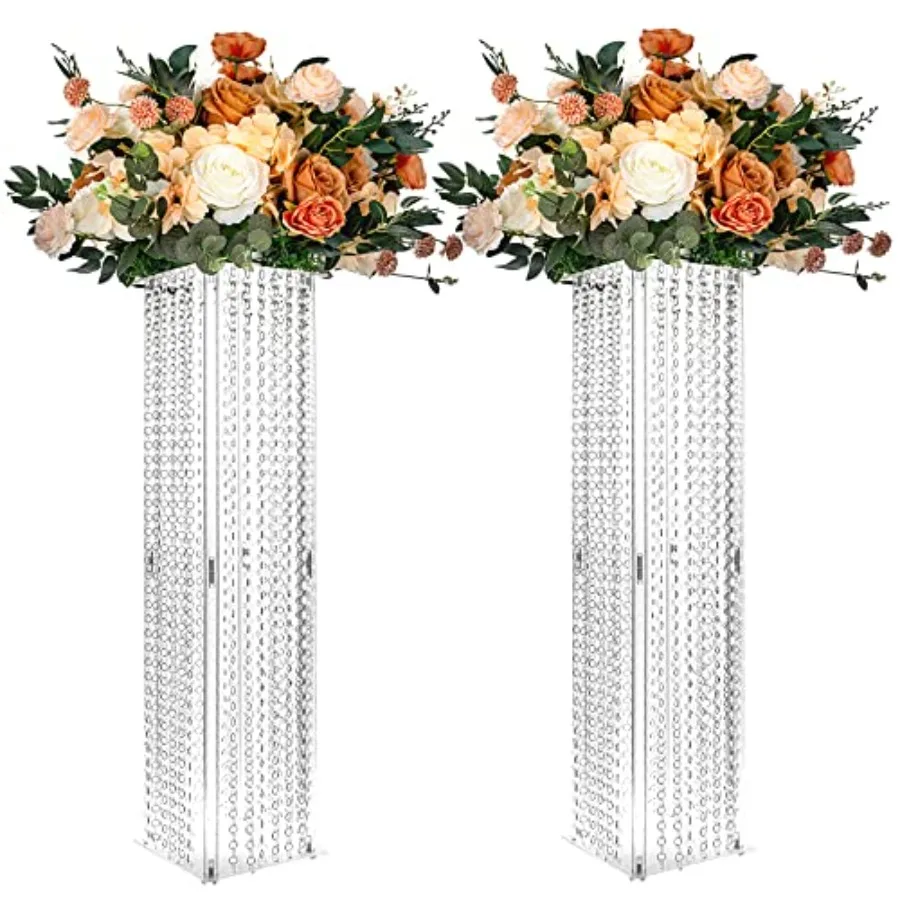 2 Pcs Wedding Centerpieces Table Acrylic Vases with Chandelier Crystal - 31.5in Tall Clear Rectangular Flower Stand Geometric F
2 Pcs Wedding Centerpieces Table Acrylic Vases with Chandelier Crystal - 31.5in Tall Clear Rectangular Flower Stand Geometric F