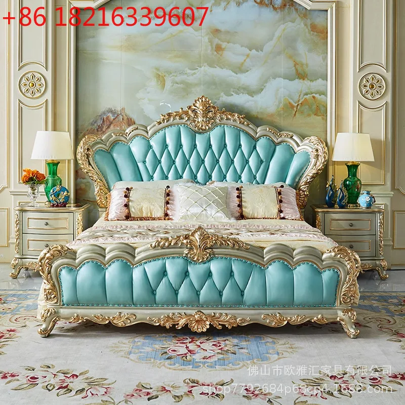 European solid wood bed 1.8 meters double master bedroom leather wedding bed villa noble gold French carved princess
European solid wood bed 1.8 meters double master bedroom leather wedding bed villa noble gold French carved princess